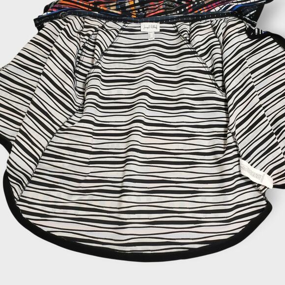 Joseph Ribkoff Colorful Abstract Textured Cape Jacket Sz 12 Artsy Eccentric - Picture 13 of 16